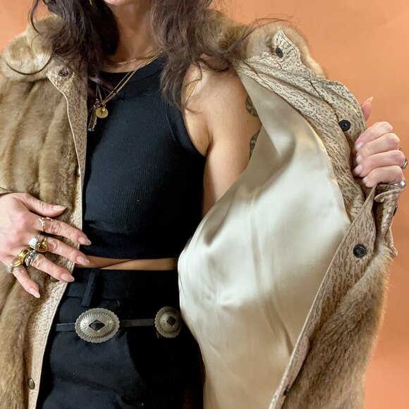 Mob Wife Fur and Leather Coat - 80s 90s - Picture 7 of 11